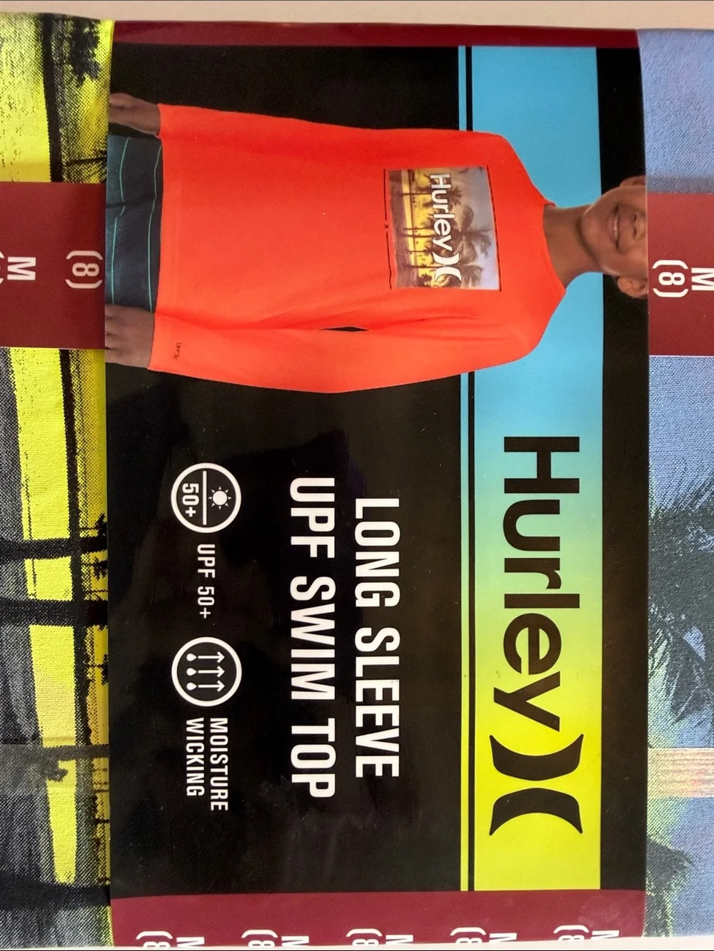 Hurley Bright Neon Orange Long Sleeve UPF Swim Shirt